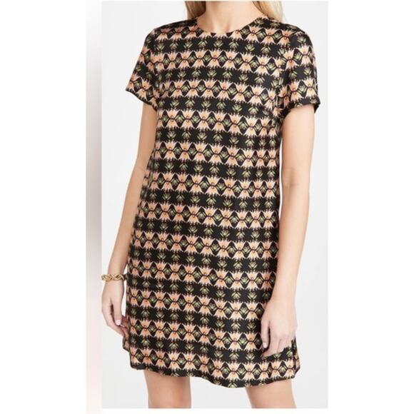 LA DOUBLEJ Sz S Small Mini Swing Dress Silk Short Sleeve Bacetto - Picture 1 of 12